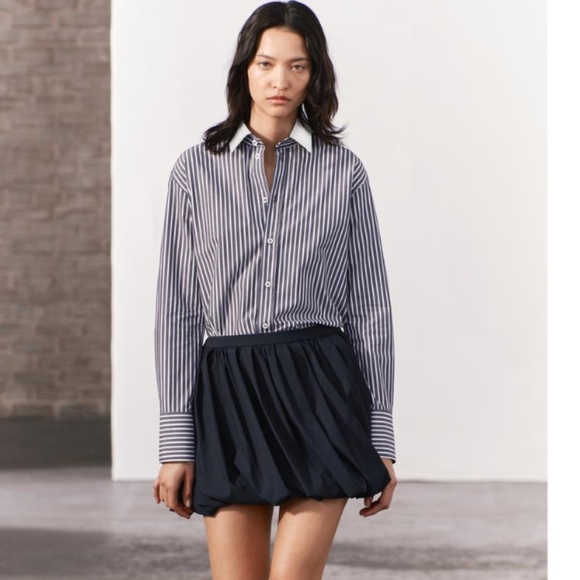 NWT Zara Mini Balloon Skirt, Navy Blue, XS - Picture 1 of 5